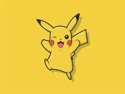 Pikachu adorable bold outline cartoon character design flat friendly happy illustration illustrative illustrator lovely minimal pikachu pokemon sticker design ui ux vector yellow