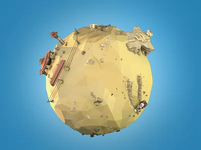 Low Poly Jakku 3d c4d cinema 4d desert design destroyer low poly lowpoly lowpolyart planet planets star wars starwars