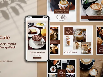 Social Media Kit | Café business café corporate design indesign instagram kit layout layout design marketing mockup online online design pack posts restaurant social media stories template web