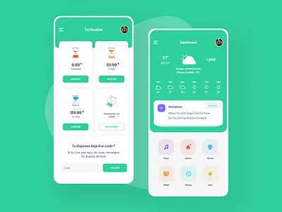 App assistant app assistant branding design flat green minimal price price menu ui ux weather