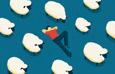 Sheeps character characterdesign color illustration nap sheep summer summertime texture vector