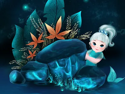 Cute little mermaid children bookart cute drawing illustration kids art mermaid procreate