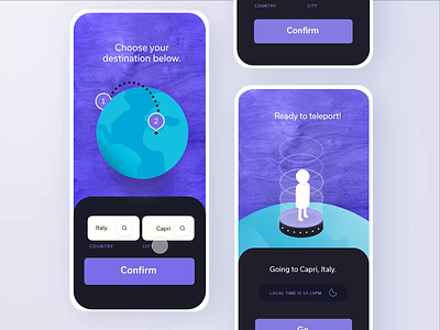 Teleportation App adobe ai app challenge daily freelance freelance designer future futuristic illustration minimal mobile modern person product design teleport texture ui ux xd