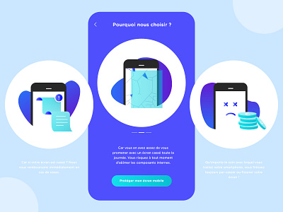 Screen damage insurance illustrations - Why choose us blue branding bright color flat gradient graphic homepage icon illustration innovation insurance mobile pictogram product design smartphone ui ux vector webdesign