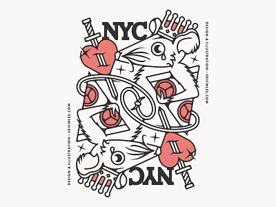 NYC Rat King of Hearts artwork badgedesign branding design graphic design illustration illustrator logo typography vector