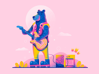 Rock&roll animal animal art art bear bear logo character characterdesign design flat icon illustration music rock rock and roll simple texture ui ux vector web