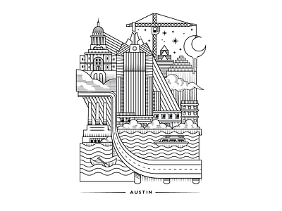 Austin Lines atx austin austin texas city design digital illustration illustration lines linework poster