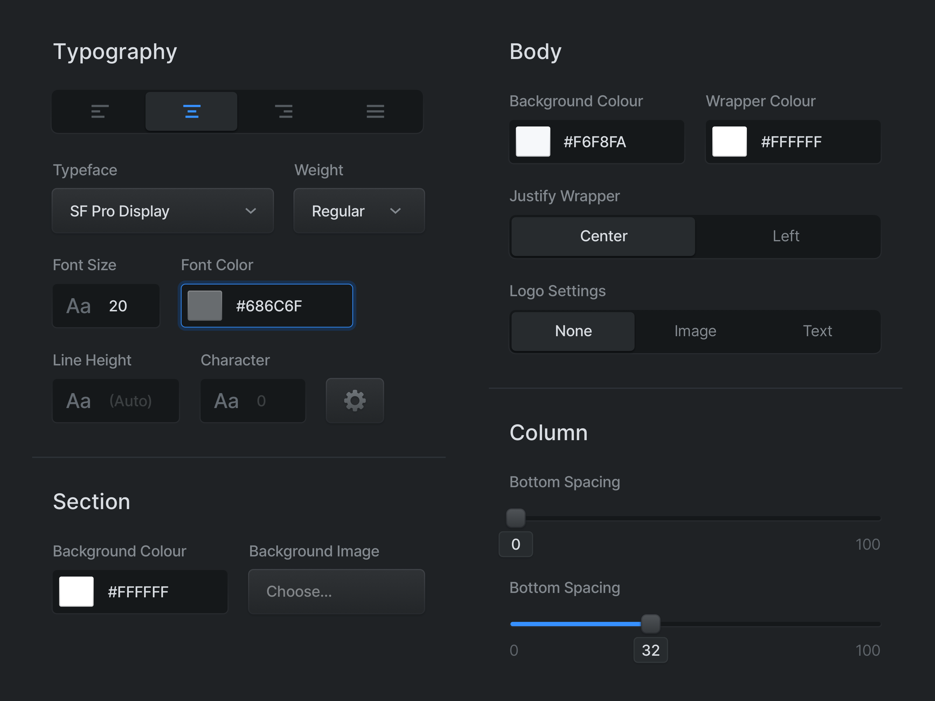 Example of Dark Input Fields