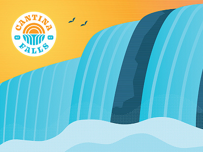 Cantina Falls - Mural badge branding falls geometric halftone icon illustration logo mex mexican mural niagara restaurant sun tex texmex type typography vector waterfall