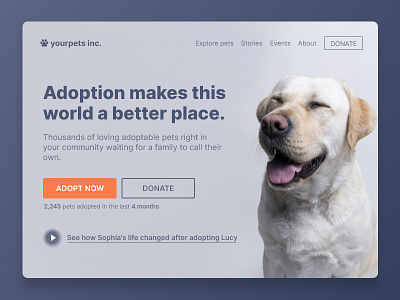 Adopt a Pet Concept UI adobe xd landing page landing page design landing screen typography ui ux visual design website design