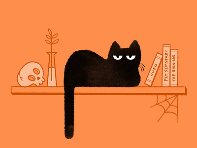 Spooky Snooze 2d 2d animation animal animation art autumn black cat cat cel animation digital frame animation halloween illustration ipad motion design october procreate skull spooky stephen king