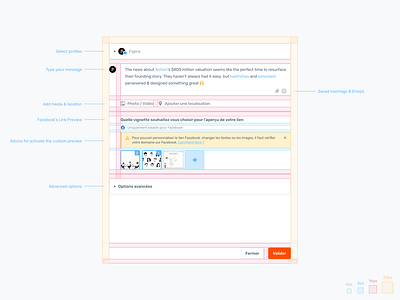 Agorapulse — Facebook's post 8pt 8px agorapulse clean crm design system facebook guide k specs link message post product product design social media social networ thumbnail ui ux write