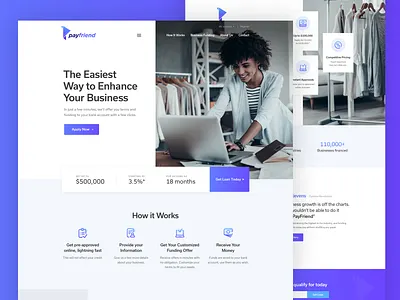 PayFriend - Business Lending Service 2019 trend landing page minimal typography ui web website website concept website design