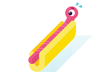 Yum! earthworm food halftone hotdog vector worm