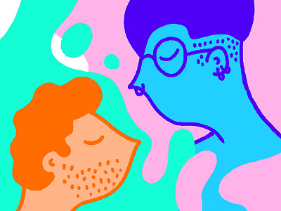 missed connectinos beard blue character connections face glasses illustration orange pink portrait shapes