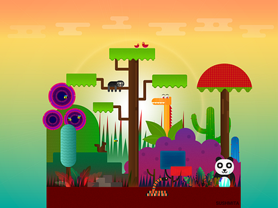Flat Illustration animals design forest illustration illustrator light living nature opacity pattern texture