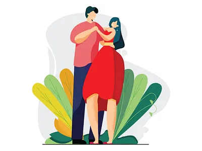 Dancing Couple characterdesign couple dancing flower graphicdesign illustraion inspiration love texture vector