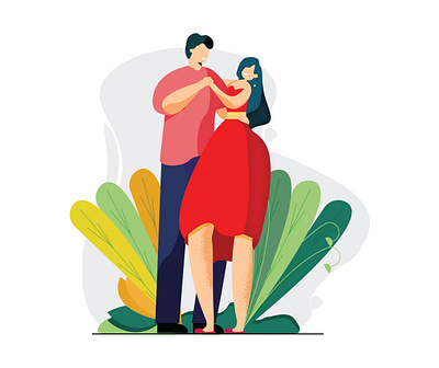 Dancing Couple characterdesign couple dancing flower graphicdesign illustraion inspiration love texture vector