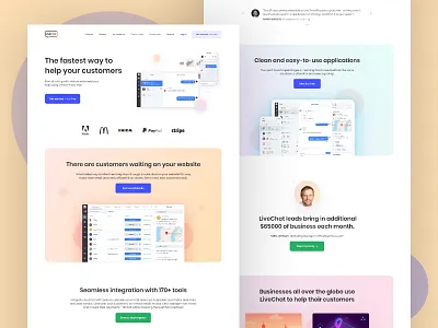 LiveChat Landing Page Redesign branding chat app chatbot illustration landingpage livechat product page ui uidesign ux uxdesign