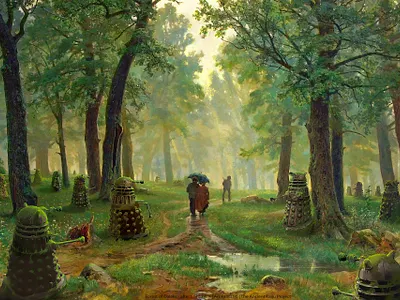 Forest of Daleks after Shishkin climatechange daleks digital dr who fanart forest homage landscape painting tribute