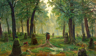 Forest of Daleks after Shishkin climatechange daleks digital dr who fanart forest homage landscape painting tribute