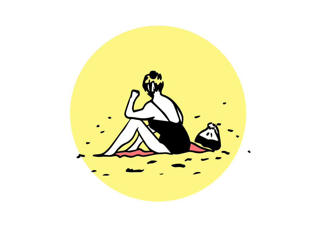 Example of HILTON BAY. woman at the beach