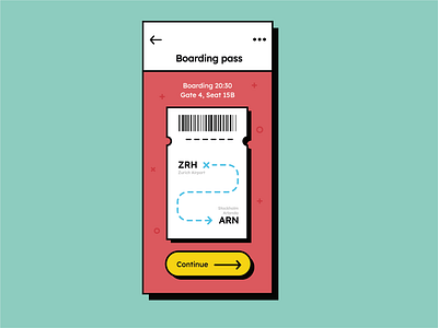 Boarding pass illustration monoline retro ui uiux