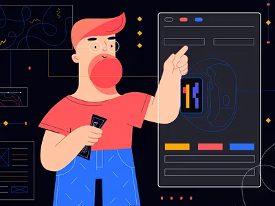 buying apple watch anime apple branding character clock design icon illustration purchase ui ux