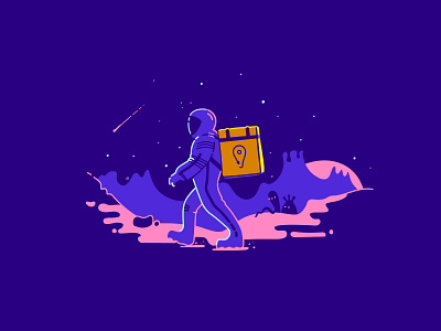 Glovonaut alians astronaut delivery human illustration man planet service space stars
