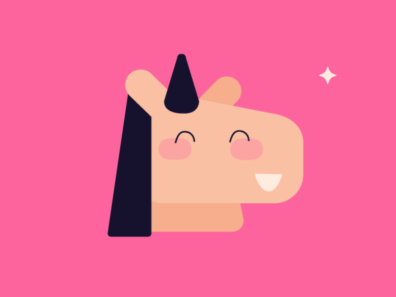 Waldo the unicorn 2d animation cute dribbbleweeklywarmup gif head icon illustration kids magic pink unicorn