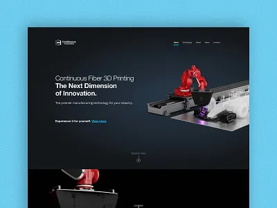 Continuous Composites Website - Home Page Design 3d dark design home manufacturing page printing theme web website