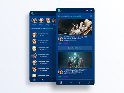 Gaming contract app app gaming influencers mobile ui