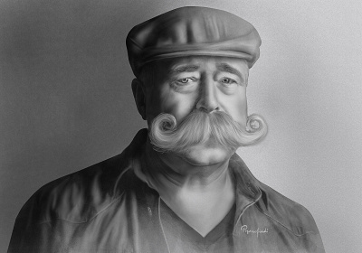 Mustache and Beard blackandwhite digital art digital painting digital portrait illustration man realism sketch