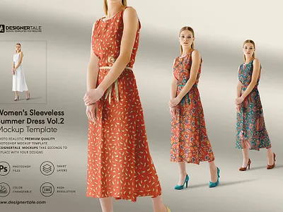 Women Sleeveless Summer Dress Mockup cloth mockup designertale dress dress mockup female female dress mockup long dress mockup mockup psd modern new sleeveless woman