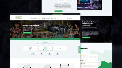 Outdoor Theater Systems | Website Design checkout design ecommerce ecommerce design green mobile menu outdoor outdoor company product cards product detail page product finder projector projector screen projectors shopping theater system web design web designer website website design