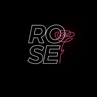 Rose black cool cute design flat graphic design line line art neon neon light pink simple typogaphy