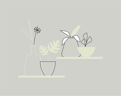 pots digital illustraion minimalistic vector