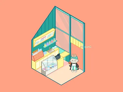 Bun Ice Cream Shop animal art animal illustration bunny design flat illustration