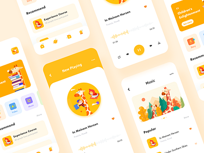 Child education app design education giraffe icon illustration music music player ui ux