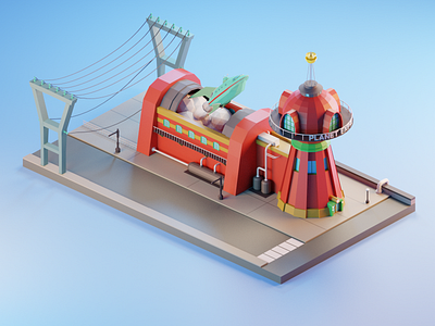 Futurama - Planet Express 3d 3d art 3d ilustration 3d modeling blender blender 3d blender3dart express futurama illustration ship