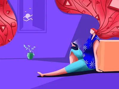 Watching Youtube 2d art 2d character character design icon illustration illustration ux ui ux vector web