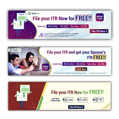 Web Banner for SBI Bank with tax2win branding design illustration vector web