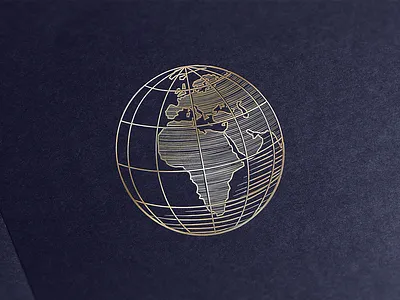 Gold Plated Woodcut Globe africa earth europe globe gold illustration logo stamp vector vintage woodcut