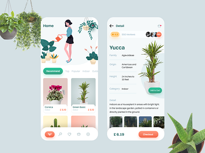 My Plants App andorid cards green illustraion ios listing mobile app plant app plant nursery plant shopping shopping uiux