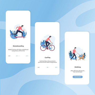 Enjoy your activities app design flat illustration landing design landing page ui uidesign ux vector