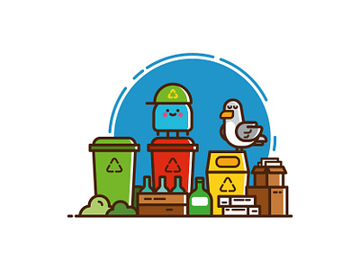 Recycle. character cute design drawing icon icon design icon set illustration illustrator logo recycle recycling seagull vector