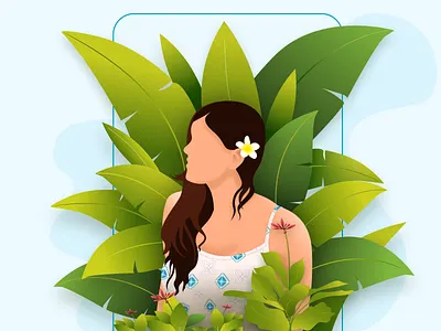 Traveller Girl app design art color cool design exploration fashion girls graphic illustration nature onboarding plants sketch splash screen texture travel ui ux vector