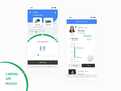 Carpool App Design bangalore concept design figma ui uiux