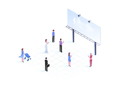Isometric people billboard grid illustration isometric people person vector