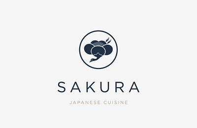 Sakura Japanese Cuisine Logo bird logo brand identity branding elegant logo flower logo food logo illustrator japanese food logo minimal minimal logo minimalist restaurant restaurant logo sakura sushi logo visual visual design